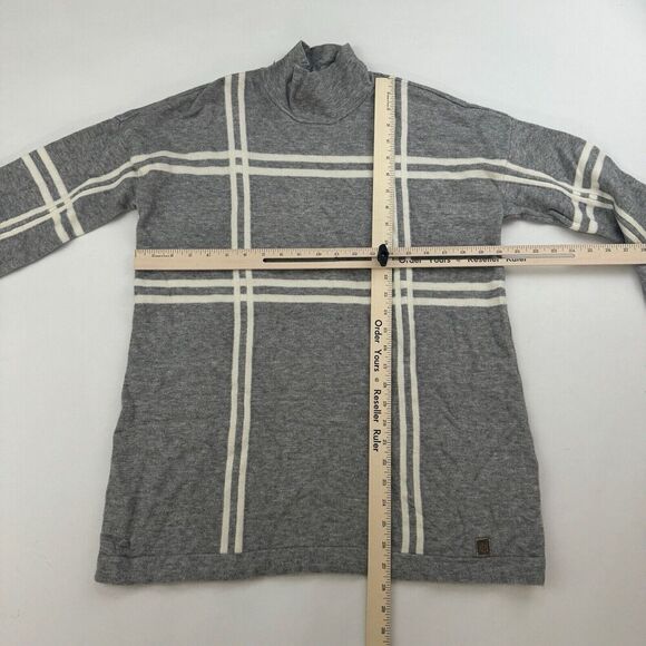 Tommy Hilfiger Gray White Pullover Sweater Turtleneck Tunic L/S Size M SOFT! - Picture 3 of 10